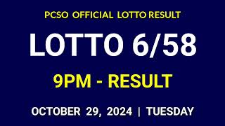 658 LOTTO RESULT TODAY 9PM DRAW October 29 2024 Tuesday PCSO ULTRA LOTTO 658 Draw Tonight [upl. by Apollo]