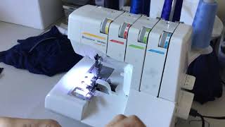 Beginners Guide Serging Serging a TShirt Banded Neckline [upl. by Gorlicki]