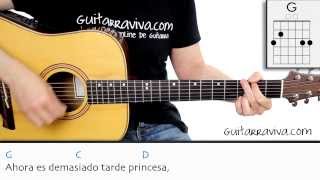 Como tocar PRINCESA de Joaquín Sabina en guitarra acordes y ritmo tutorial [upl. by Namara]