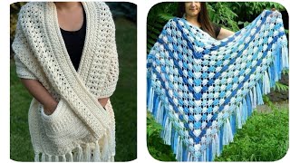 Women wool scarves ladies winter wool scarf design Beautiful Crochet Shawl Pattern [upl. by Giwdul]