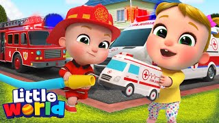 Garbage Truck Firetruck Ambulance Song  Kids Songs amp Nursery Rhymes by Little World [upl. by Annij]