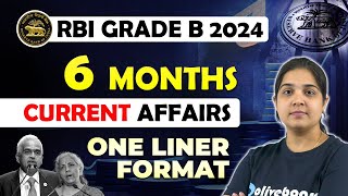 Last 6 Months Current Affairs  One Liner Format for RBI Grade B 2024 Part 2 RBI Gr B Preparation [upl. by Rellim]