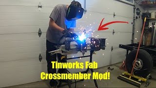 Tinworks Fab Crossmember Modification for 65 C10 EP30 C10 Oldiron Customtrucks [upl. by Tate]