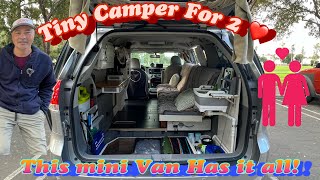 Engineer builds Couple’s Camper in a Mini Van  micro Tiny Campers [upl. by Nylareg697]