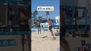 6’5 vs 6’6 😮‍💨⚔️🏐 beachvolleyball volleyball volleyballworld volleyballplayer spike sports [upl. by Tevis]