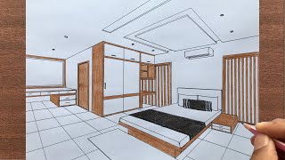 How to Draw a Room in 2Point Perspective Step by Step for Beginners [upl. by Jsandye]