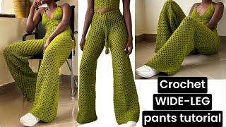 Wide leg granny stitch crochet pants tutorial [upl. by Eila696]