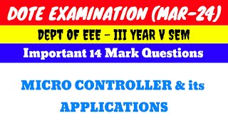 Microcontroller amp Its Applications Important 14 Mark Questions 2024Apr [upl. by Eppesuig]