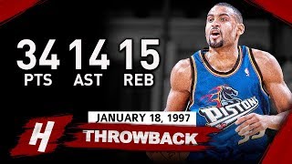 Grant Hill EPIC TripleDouble Highlights vs Lakers 19970118  34 Pts 14 Ast 15 Reb SHOWTIME [upl. by Berton327]