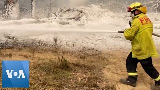 Firefighters Battle Bush Fires in Australia [upl. by Fellner]