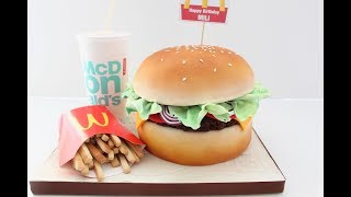 🍔 TUTO GÂTEAU HAMBURGER AVEC FRITES Cake Design en Pâte à Sucre McDo  Hamburger Cake Tutorial [upl. by Weidner]