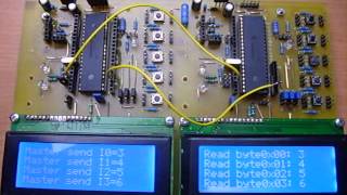 16f877A I2C Master Slave Data Transfering LCD 420 [upl. by Edlyn]