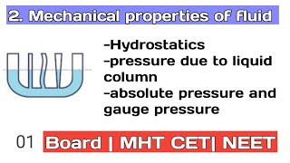 12 th science ch 2 Mechanical properties of fluid 01 Maharashtra boardmhtcet neet [upl. by Florian804]