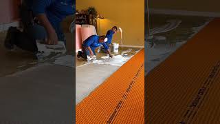 Uncoupling membrane diy tiletransformation homeremodeling bathroomtiles tile [upl. by Nylecaj]