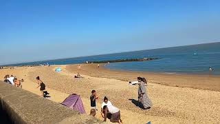 Holiday time visiting of Clacton Sea beach [upl. by Arrac]