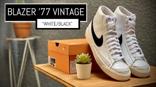 Nike Blazer Mid 77 Vintage quotWhiteBlackquot  On Feet amp Close Up 360 [upl. by Ennairoc360]