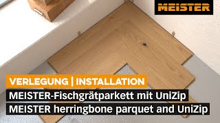 Fischgrät Parkett verlegen So einfach geht es mit MEISTERParkett und UniZip [upl. by Nitin]