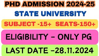 PhD Admission Notice 2024 State University PhD Admission 2025 [upl. by Mauchi226]