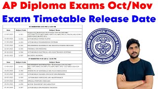 Ap Diploma Exam Timetable Release Date 2024  OctNov 2024 diploma exams  Diploma  Diploma exams [upl. by Buonomo]