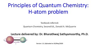 Principles of Quantum Chemistry Hatom  module 1 Wavefunctions energy and the sorbital [upl. by Kotz]