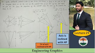 Lecture 29 Pentagonal Pyramid  Projections of Solid  Axis Inclination with HP Two Cases [upl. by Grossman260]