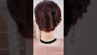 New Brown Hair Bun Hairstyles Tutorial Quick Hairstyle Elegant Hairstyle Unique Hairstyle Girl Hairs [upl. by Trebled]