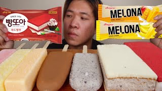 MUKBANG KOREAN ICE CREAM BINGGRAE MELONA PANGTOA COFFEE COOKIES AND CREAM [upl. by Geaghan]