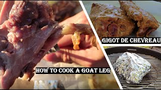 GIGOT DE CHEVREAU AU BBQ 😎 HOW TO COOK A GOAT LEG ON A BBQ 😎 ASMR 😎 4K video [upl. by Gile]