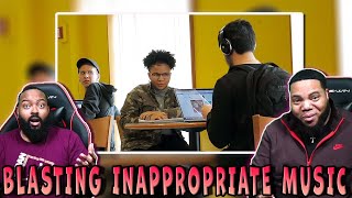 INTHECLUTCH TRY NOT TO LAUGH TO BLASTING INAPPROPRIATE SONGS PART 8 IN THE LIBRARY PRANK [upl. by Odarbil996]