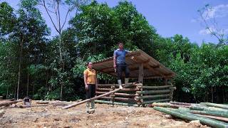 The process of making bamboo pigsty at the new farm  Family Farm Life [upl. by Swanhildas]