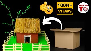 How To Make A Hut For School Project  Kutcha House Model  Best Out of Waste [upl. by Katti]