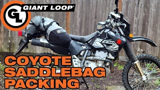 How to Pack Motorcycle Camping Gear on a Dual Sport Enduro or ADV Bike in the Giant Loop Coyote [upl. by Saimon21]