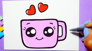 COMO DESENHAR CANECA FOFA KAWAII [upl. by Refotsirk]