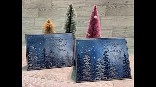 Peaceful Evergreens Ink Blending Christmas Card [upl. by Llenrep]