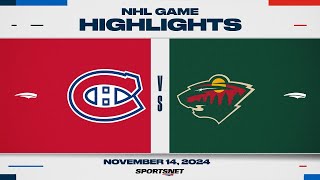 NHL Highlights  Wild vs Canadiens  November 14 2024 [upl. by Ielerol]