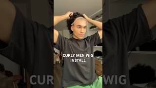 CURLY WIG INSTALL FOR MEN 🔥 wigs hairstyle curls menshair wigtutorial [upl. by Atnod]