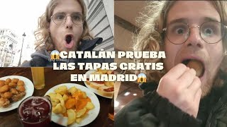 CATALANES viajan a MADRID Y descubren las tapas GRATIS😱🥘🍟 [upl. by Ereveniug]