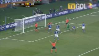 Netherlands 21 Brazil WC 2010  14 Final  Felipe Melo Own goal 53 [upl. by Anehsat]