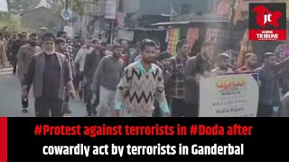 Pr0test against t€rrorists in Doda after c0wardly act by t€rrorists in Ganderbal Kashmir [upl. by Anileh225]