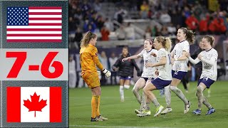 USA vs Canada FULL Highlights amp Penalty Shootout  SheBelieves Cup 2024 Final  492024 [upl. by Eiramoj]