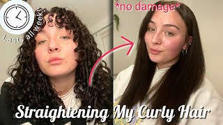 How To STRAIGHTEN Your Curly Hair With NO DAMAGE amp Make It Last The Week With Zero Frizz [upl. by Einnig875]