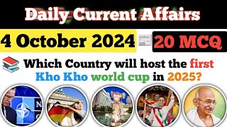 4 October 2024 current affairsdaily Current affairscurrent affairs in Hindi and Englishmission Gk [upl. by Alket]