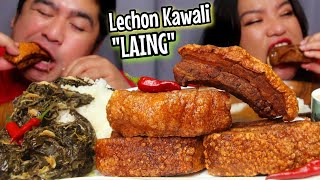 CRISPY LECHON KAWALI LAING  Mukbang Asmr  Mukbang Philippines  Alex amp Sha [upl. by Yob564]