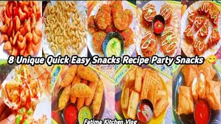 8 Unique Quick Easy Snacks Recipe😋Party SnacksNew SnacksEvening SnacksParty Stature Snacks [upl. by Nivrem]