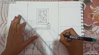 One point perspective  how to draw dining room  Dining Area in landscape amp portrait mode art [upl. by Kila370]