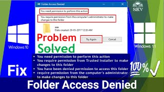 How to Fix Folder Access Denied Error quotYou Need Permission to Perform This Actionquot in Windows 1011 [upl. by Oinotna39]