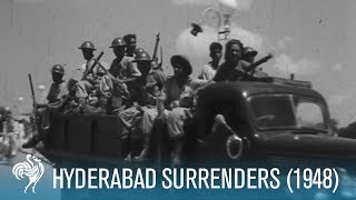 General El Edroos Troops Surrender in Hyderabad India 1948  British Pathé [upl. by Jessee]