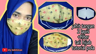 cara membuat masker dari kain  menjahit masker tali hijab  fabric face mask tutorial [upl. by Noraha]