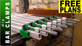 🟢 Bar Clamps DIY  Making six Long Durable Bar Clamps  FREE PLANS [upl. by Kcirderf]