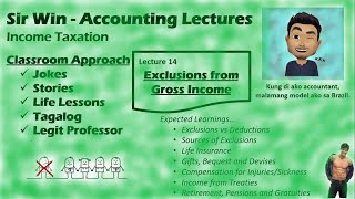 Lecture 14 Exclusions from Gross Income Gross Income Income Tax [upl. by Otrevlig]